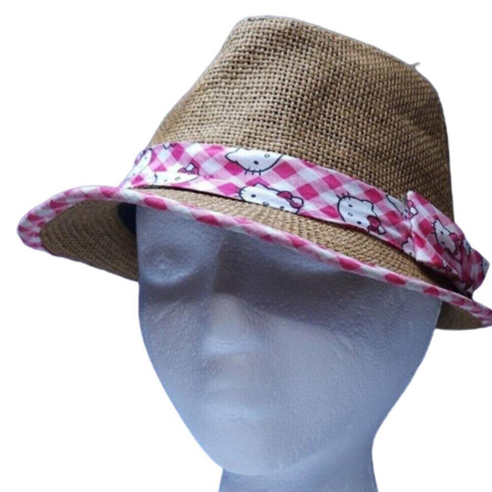 Hello Kitty S/M Hat by Sanrio 2012 21" Circumference Bucket Hat Straw Fair Condi